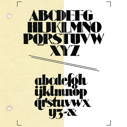 Alphabetical letters displayed on a beige and white background