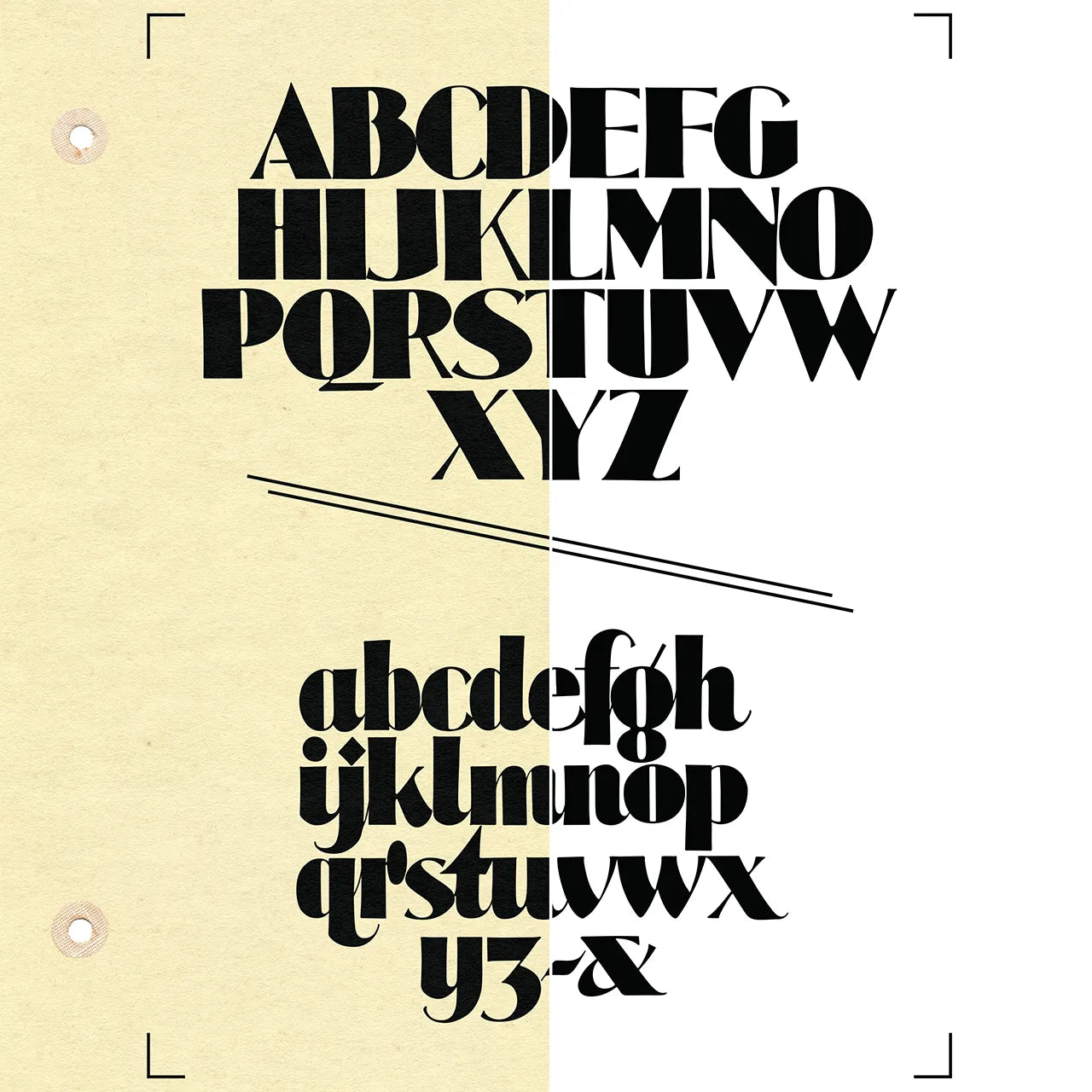 Alphabetical letters displayed on a beige and white background