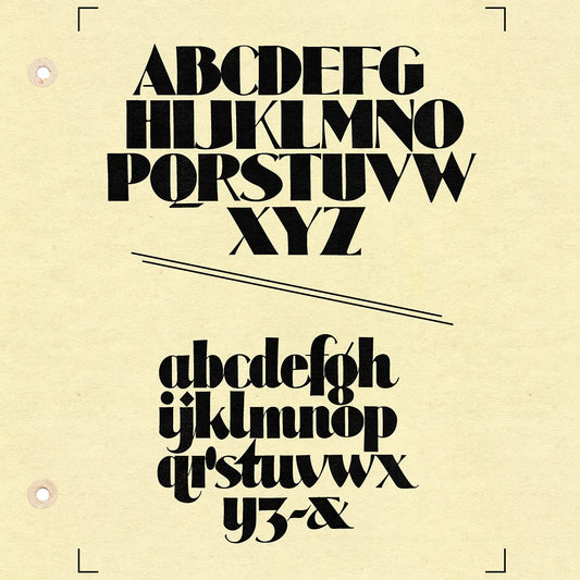 Black alphabet letters on a beige background
