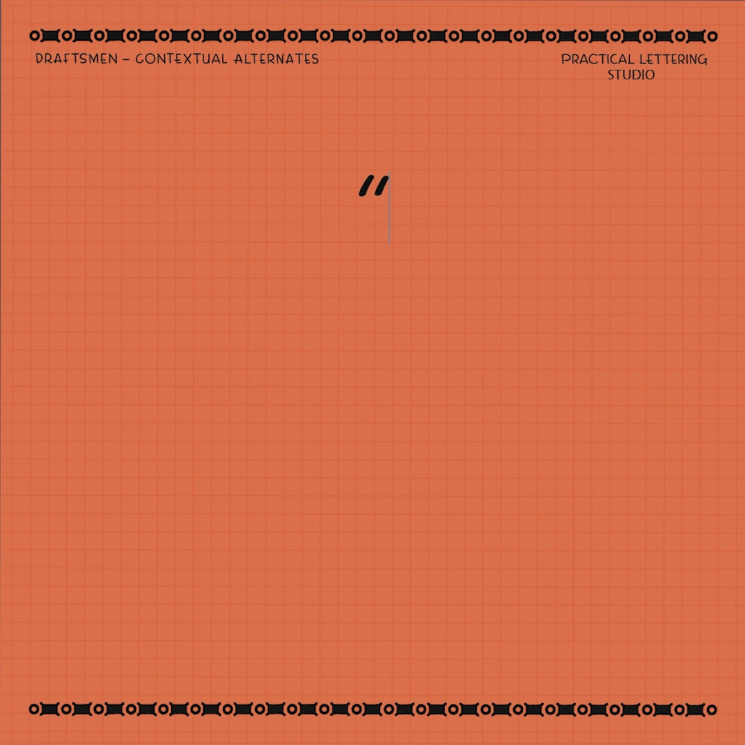 Video demonstrating the contextual alternates functionality of the Draftsmen font on an orange background.